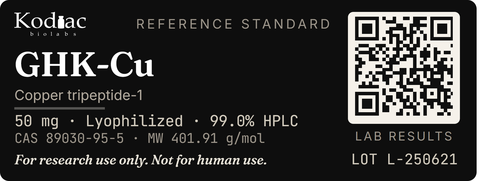 GHK-Cu label, Kodiac biolabs