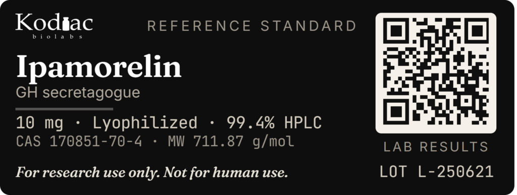 Ipamorelin label, Kodiac biolabs