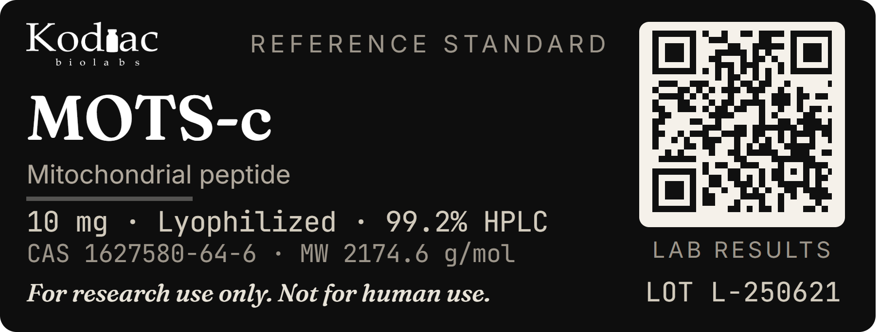 MOTS-c label, Kodiac biolabs