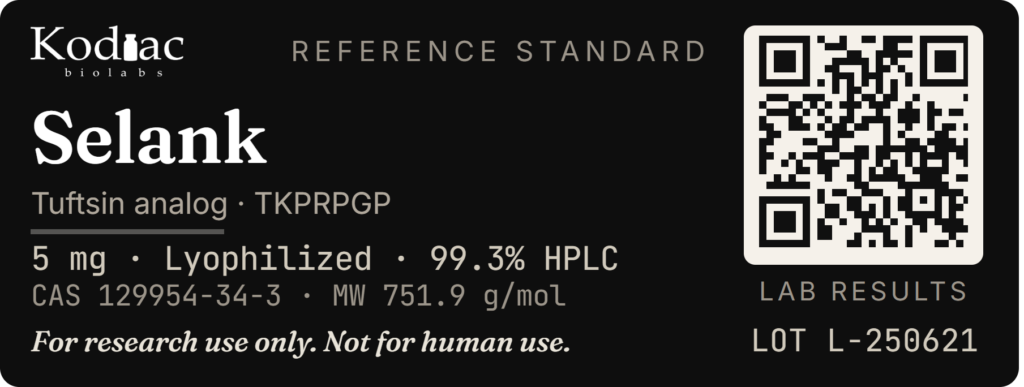 Selank label, Kodiac biolabs