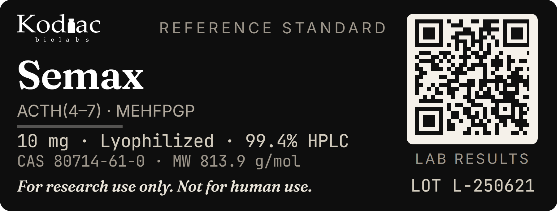 Semax label, Kodiac biolabs